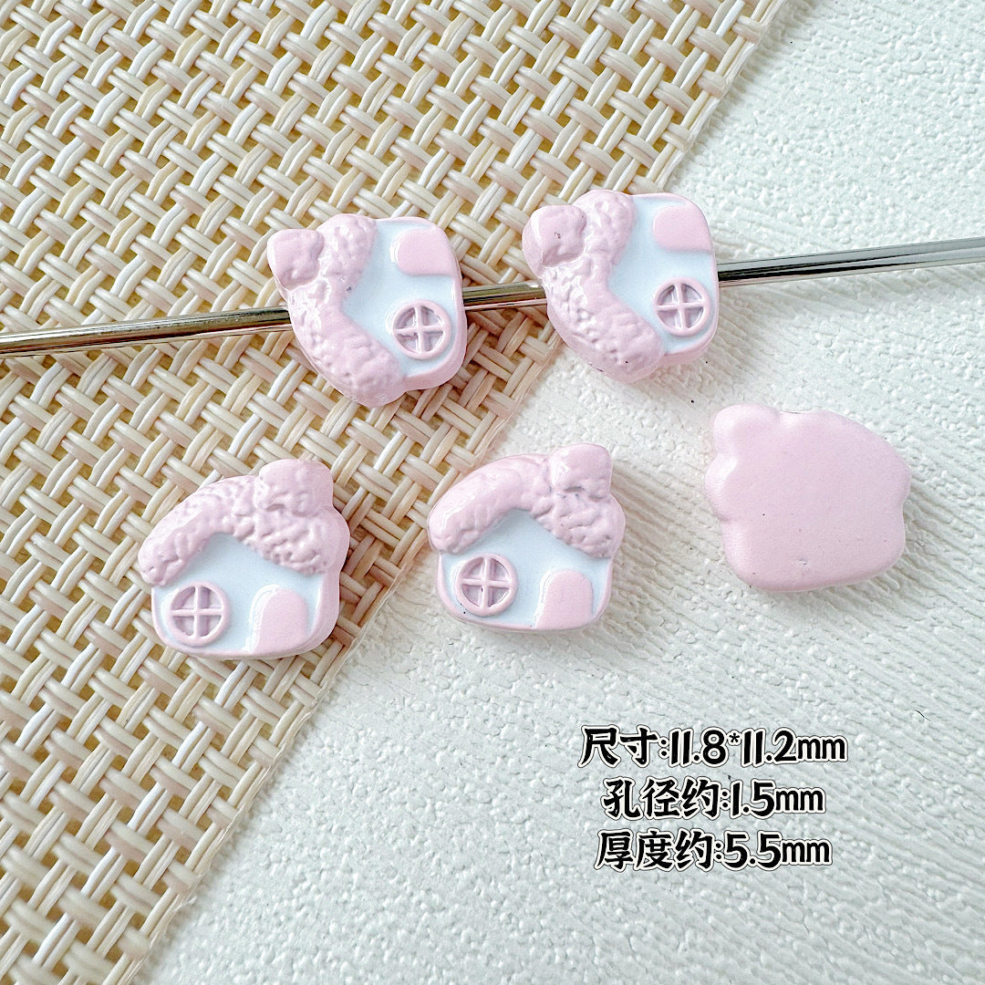 Baking Painted House and Camera Metal Beads 11mm 15mm Pastel Colors 20pcs 7