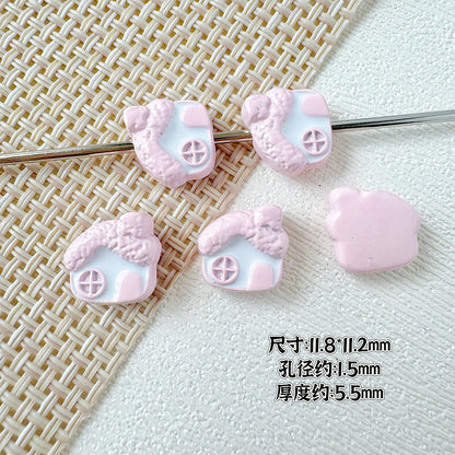 Baking Painted House and Camera Metal Beads 11mm 15mm Pastel Colors 20pcs 7