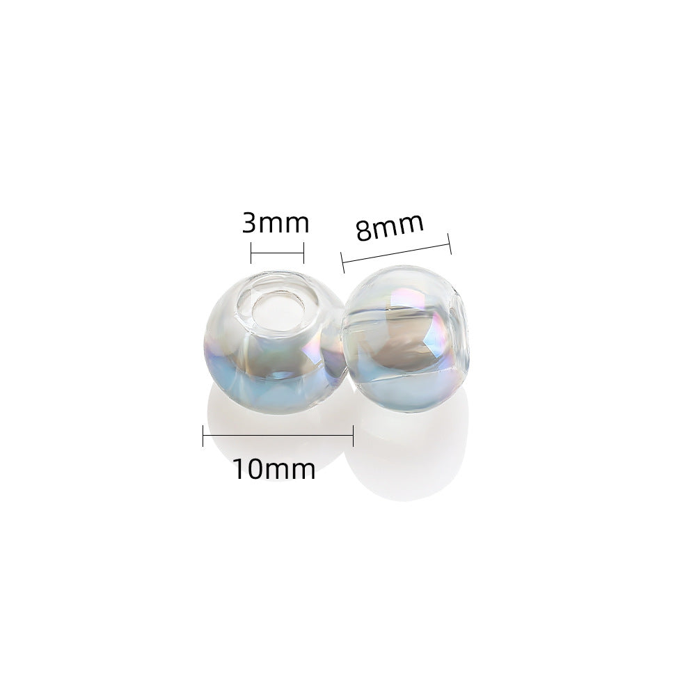 Glass Smooth Spacer Beads 8mm 10mm Large Hole Electroplated 50pcs 2