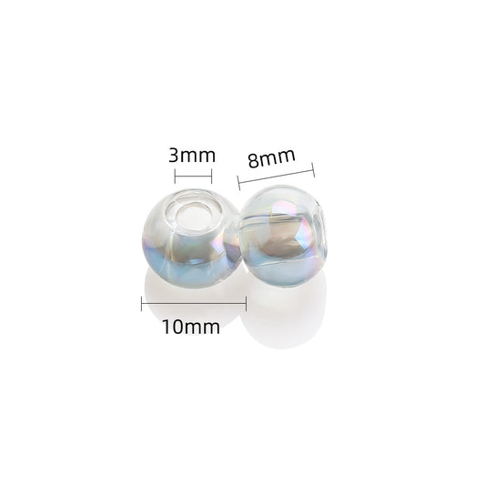 Glass Smooth Spacer Beads 8mm 10mm Large Hole Electroplated 50pcs 2