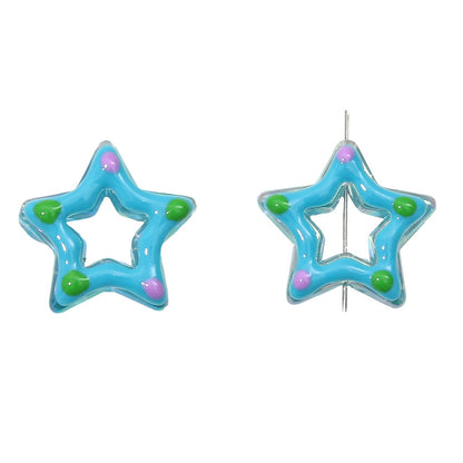 Glossy Hollow Star Acrylic Beads 27mm Pastel Colors 2pcs 7