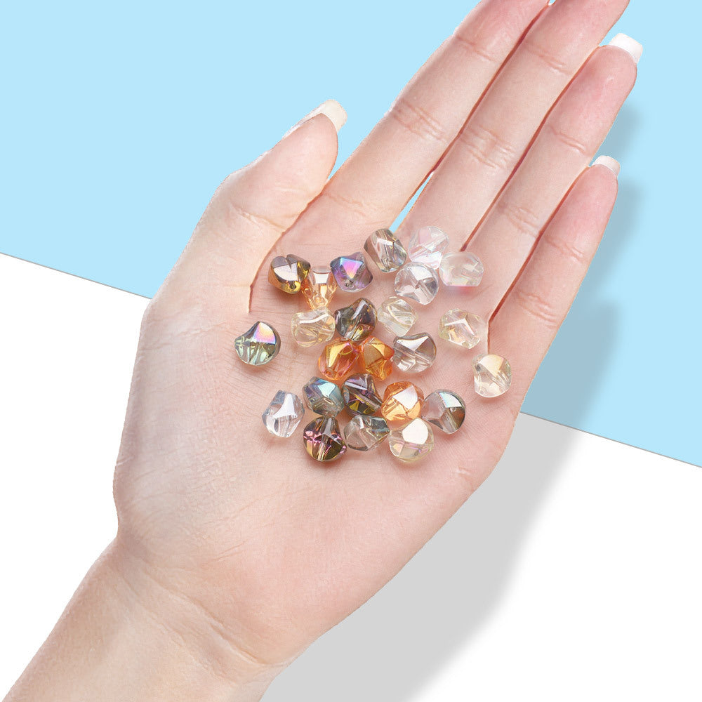 Faceted Four Sided Glass Beads 8mm Electroplated Colorful 50pcs 4