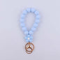 Flower Silicone Bead Wristlet Keychain Colorful Smooth Beads 9