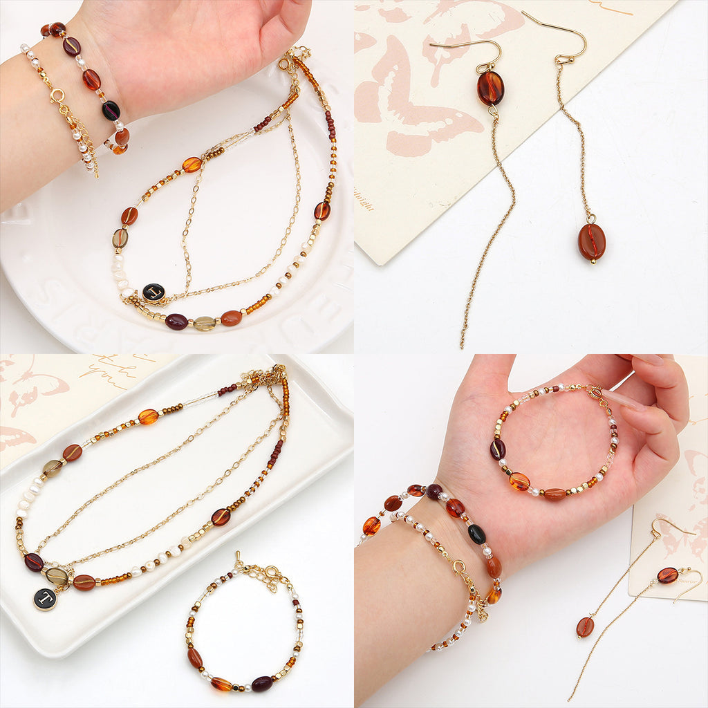 Transparent Coffee Bean Acrylic Beads 11x8mm Gold Highlights 30pcs 4