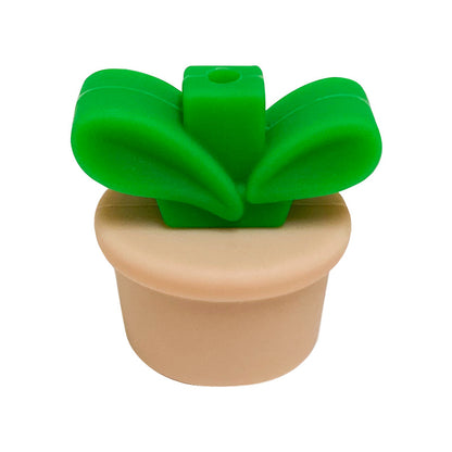 Silicone 3D Focal Beads Flowerpot Grass With Leaf Cluster 20pcs 7