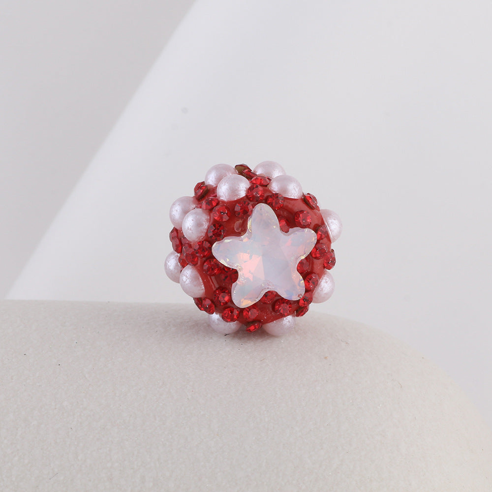 Embellished Star Clay Beads 18mm Pearl Rhinestone Bubblegum 10pcs 6