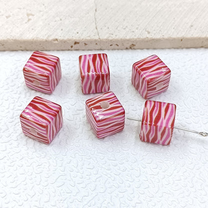 Colorful Leopard Print Acrylic Square Beads 14mm 50pcs 5