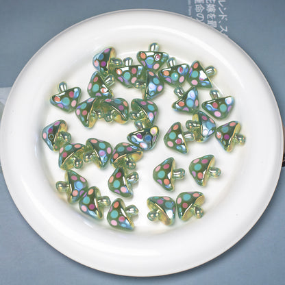 Glow In The Dark Mushroom Resin Beads 17mm Polka Dotted 20pcs 12