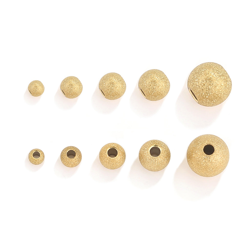 Stainless Steel Round Metal Beads 3-8mm Matte Color Retaining 50pcs 3