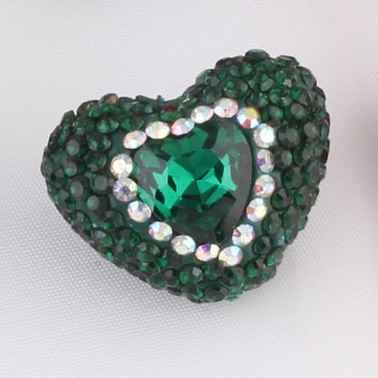 Rhinestone Heart Clay Beads 24mm Colorful Sparkling 6pcs 13