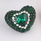 Rhinestone Heart Clay Beads 24mm Colorful Sparkling 6pcs 13