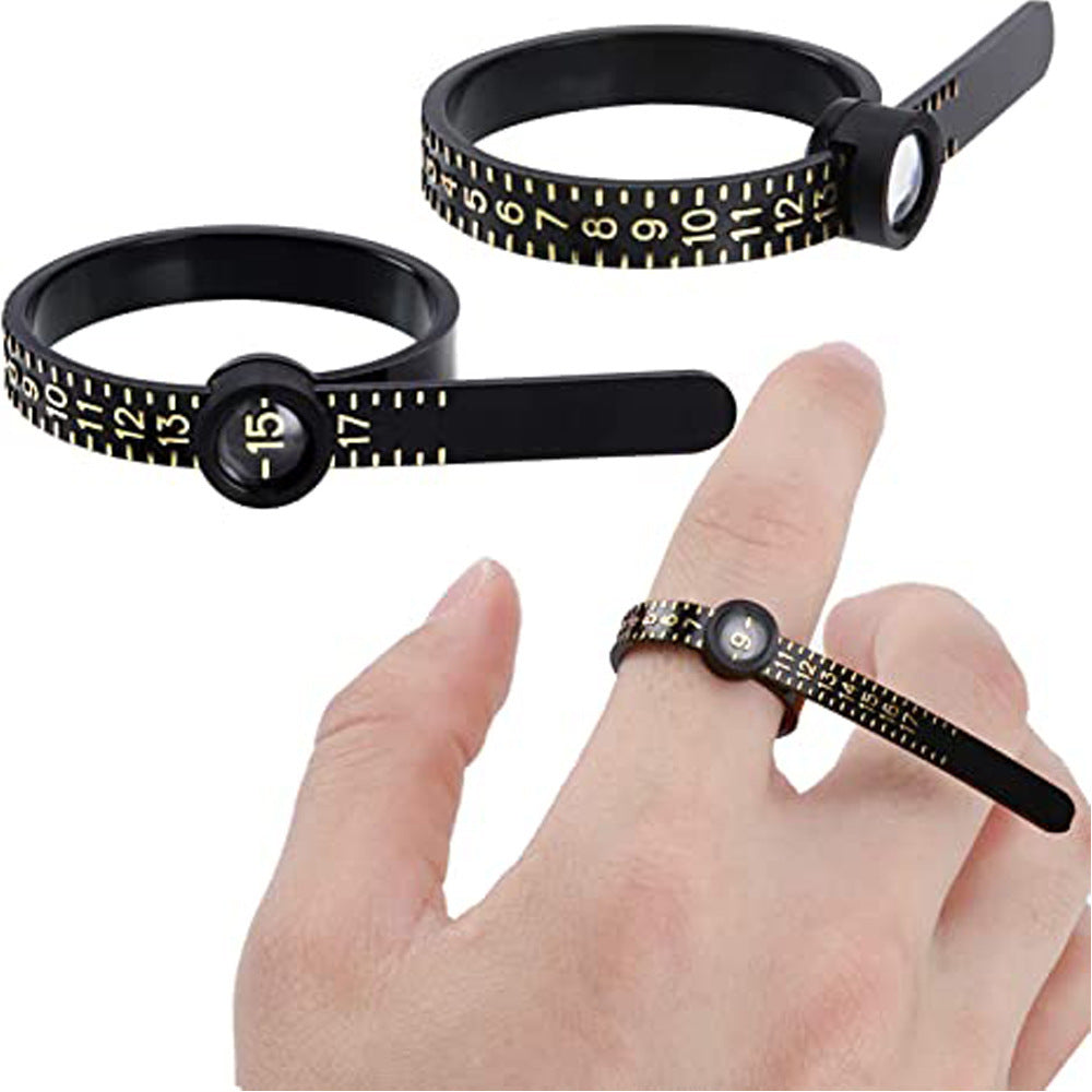 Plastic Finger Measure Belts with Magnifying Glass US Size 1-17 2pcs 2