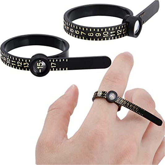 Plastic Finger Measure Belts with Magnifying Glass US Size 1-17 2pcs 2