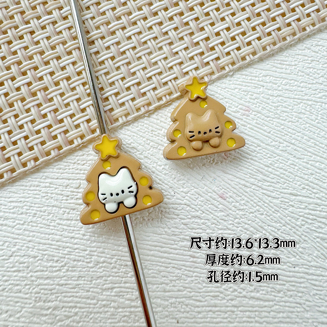 Christmas Tree and Birdcage Metal Beads 13-16mm Baking Painted 10pcs 12