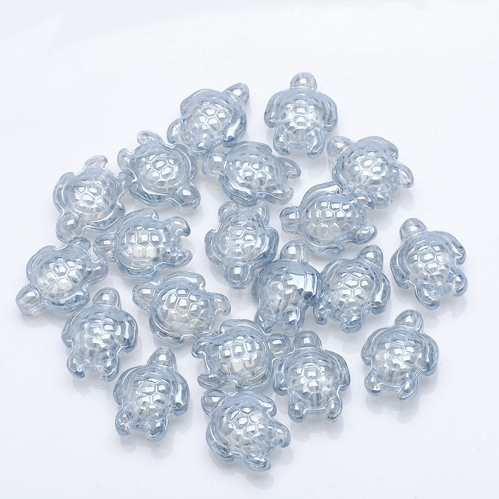 Electroplated Turtle Glass Beads 14X18mm Transparent Rainbow 20pcs 14