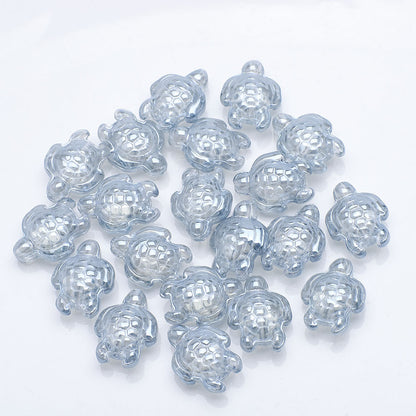 Electroplated Turtle Glass Beads 14X18mm Transparent Rainbow 20pcs 14