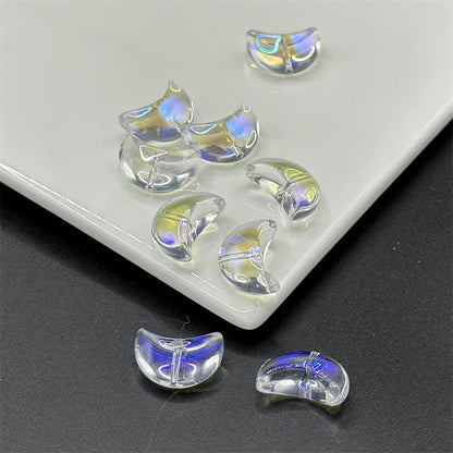 Moon Crescent Transparent Glass Beads 9x14mm Pastel Mixed 100pcs 2