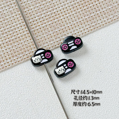 Kitten and Teddy Bear Metal Beads 14mm Hand Painted Alloy 10pcs 14