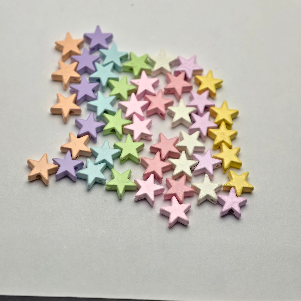 Star Metal Beads 10mm Smooth Painted Pastel Colors 20pcs 2
