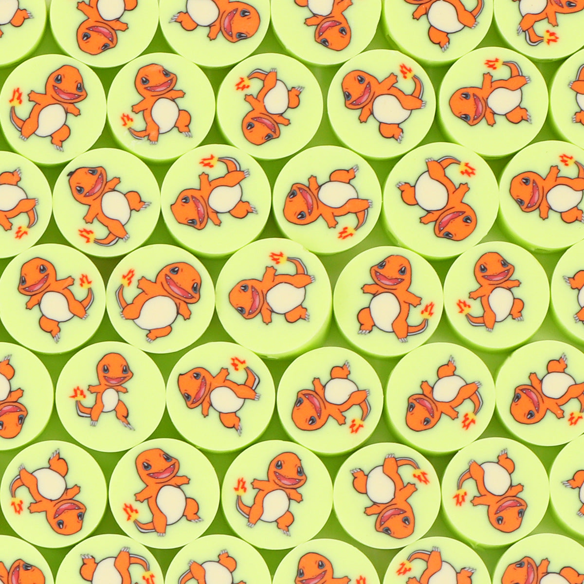 Flat Clay Beads 9mm Pokemon Series Colorful Character Faces 100pcs 14