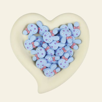 Silicone Focal Beads Bow Rabbit Head Polka Dot Pastel 20pcs 10