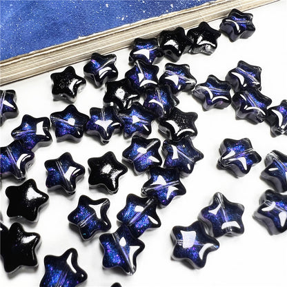 Small Star Czech Glass Beads 8mm Translucent Gold Flecked 50pcs 28