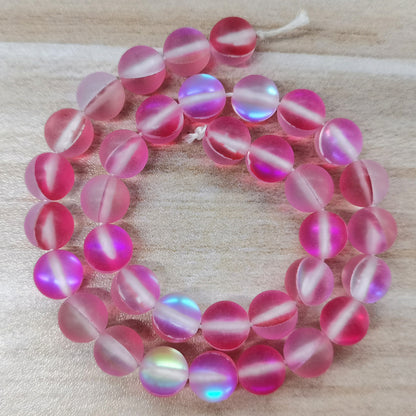 Matte Colorful Iridescent Mermaid Glass Beads 6mm 62pcs 15