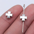 Chunky Cross Metal Beads 8mm Antique Silver Tone 60pcs