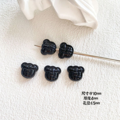 Baking Painted Black and White Metal Beads Quirky Shapes 10pcs 13