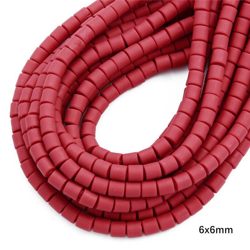 Cylindrical Clay Beads 6mm Colorful Polymer 62pcs 18