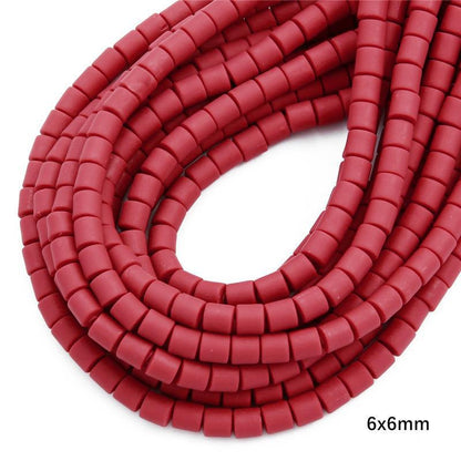 Cylindrical Clay Beads 6mm Colorful Polymer 62pcs 18