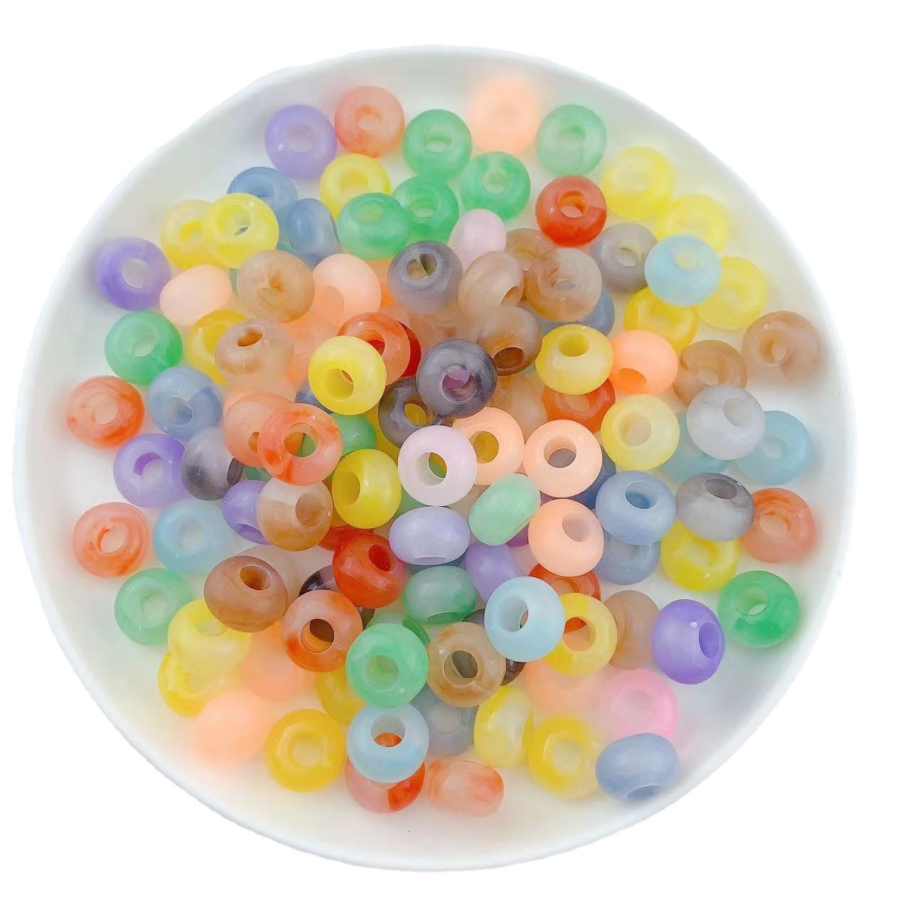 Acrylic Flat Round Spacer Beads 14mm Large Hole Dual Color Crackle 60pcs 5