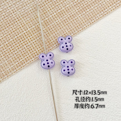 Heart and Rabbit Metal Beads Polka Dot Painted Alloy 10pcs 27