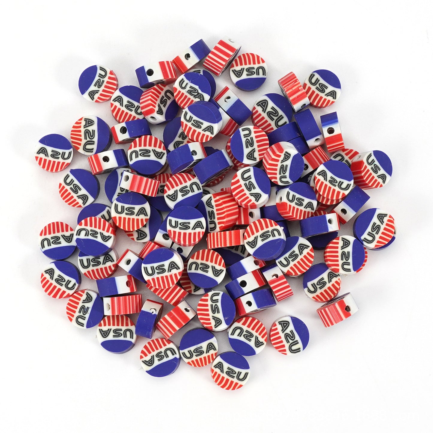 Geometric Clay Beads American Flag Colors Patriotic Design 200pcs 11