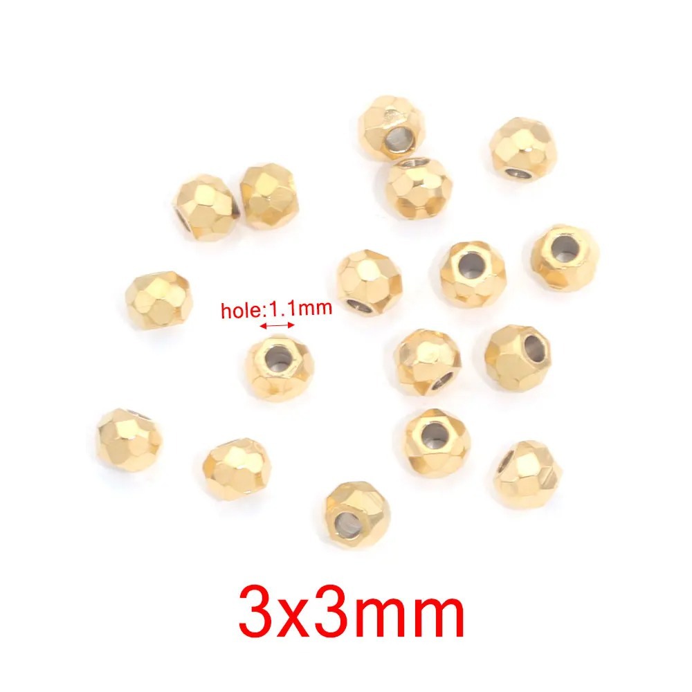 Stainless Steel Faceted Metal Beads 3-6.5mm Mixed Gold and Steel 10pcs 12