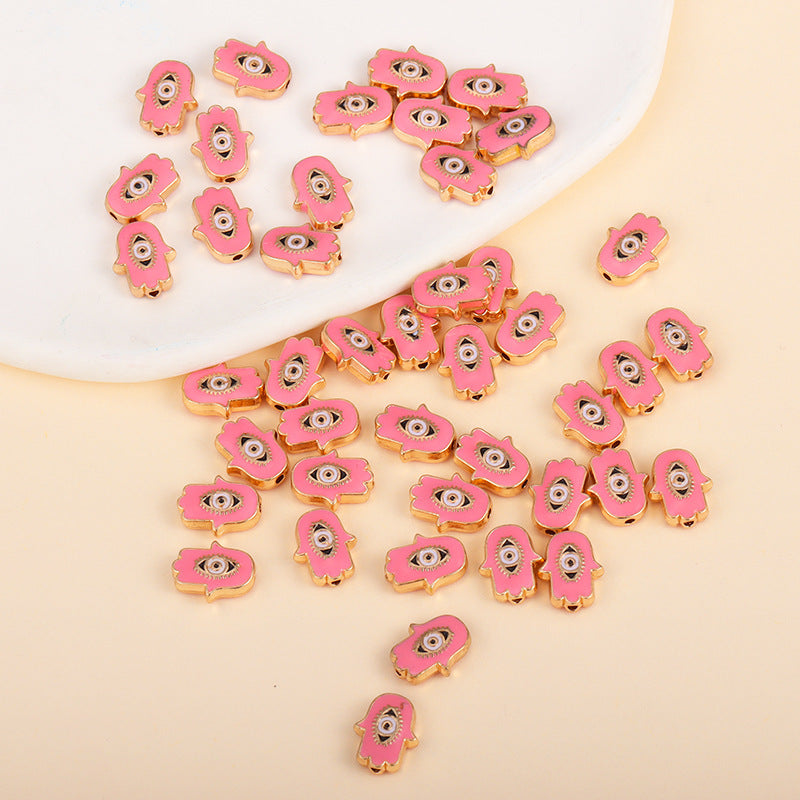 Irregular Shaped Metal Beads Double-Sided Enamel Evil Eye 20pcs 12