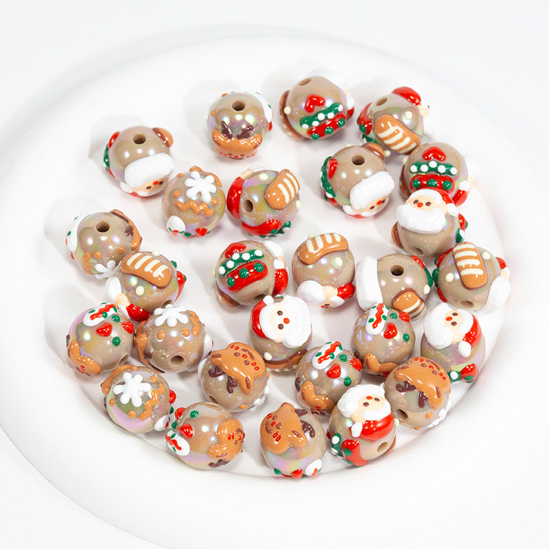 Hand Painted Christmas Socks Acrylic Beads 16.7*15mm Colorful 10pcs 8