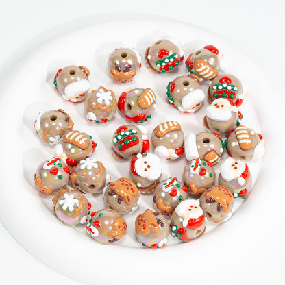 Hand Painted Christmas Socks Acrylic Beads 16.7*15mm Colorful 10pcs 8