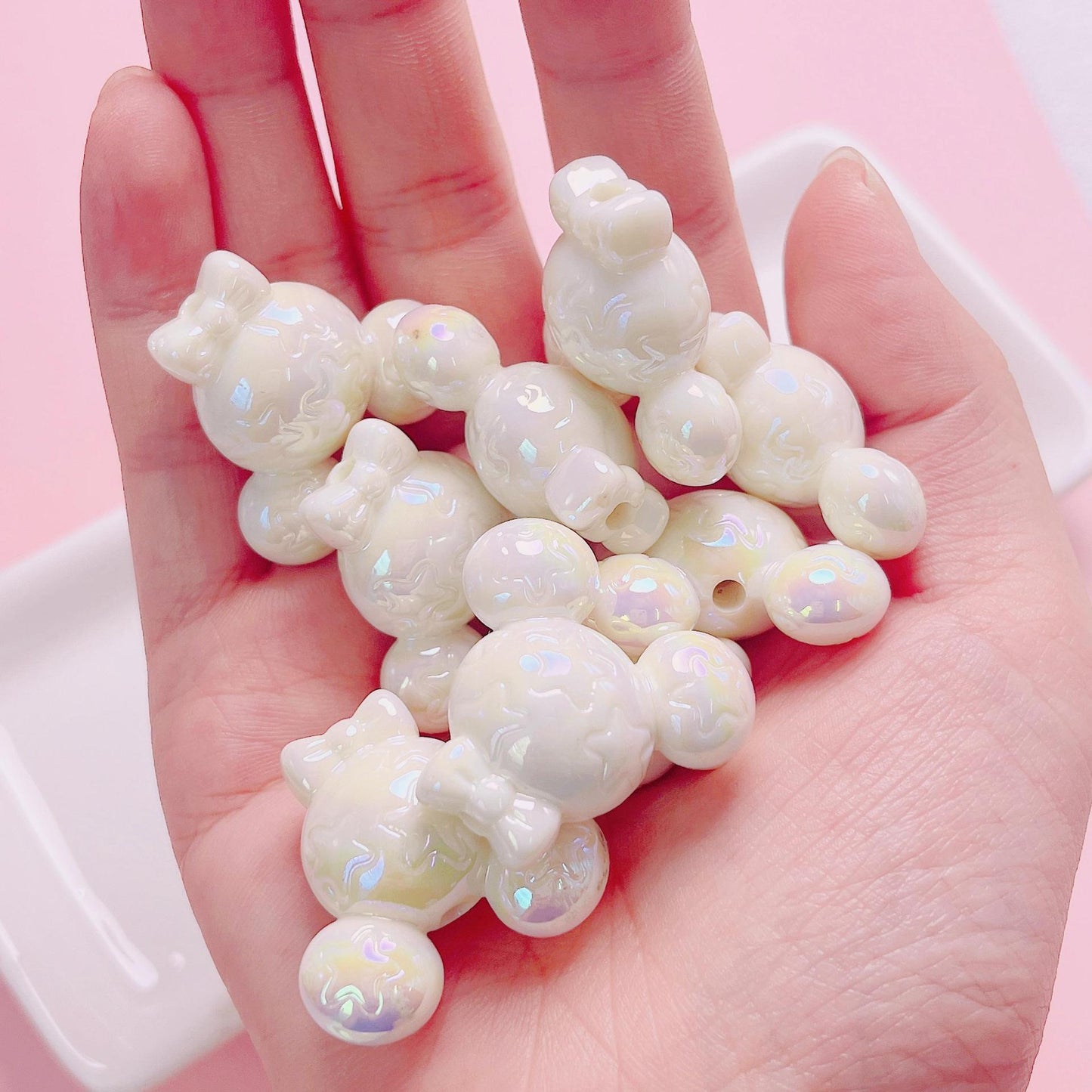 Glow Acrylic Mickey Head Acrylic Beads 28mm Pastel Glow 5pcs 10