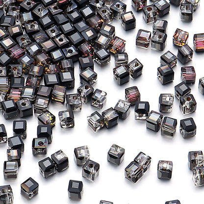 Transparent Square Glass Beads 8mm Iridescent Colors 50pcs 11