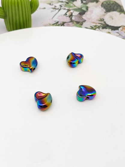 Plating Irregular Heart Acrylic Beads 17x20mm Colorful Mixed 100pcs 14