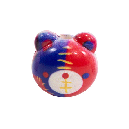 Cartoon Character Bear Head Acrylic Beads 17mm Colorful 10pcs 12
