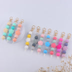 Double-Sided Rose Beaded Silicone Keychain Pastel Colors