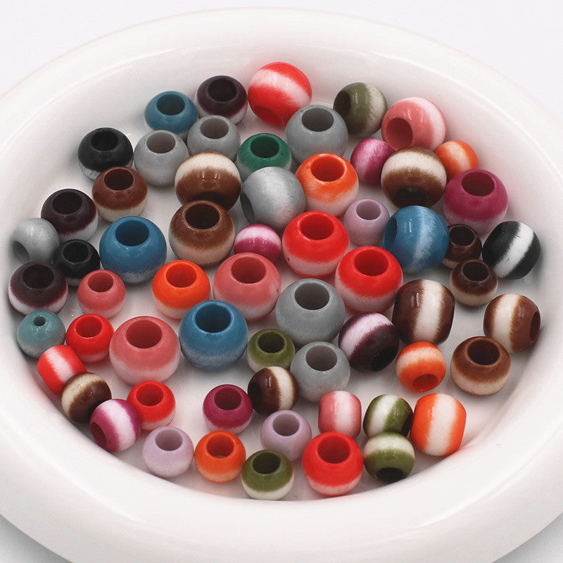 Large Hole Gradient Striped Round Acrylic Beads 10mm 20pcs 2