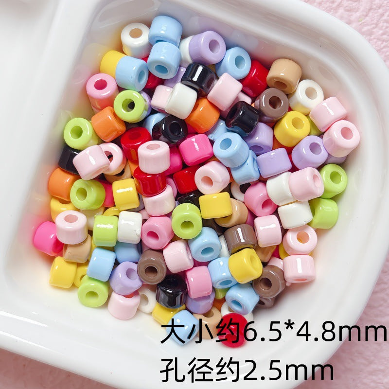 Solid Color Cylindrical Pony Beads Acrylic 6mm 50pcs 17
