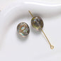 Oval Resin Rhinestone Beads 17x14mm Planet Pattern 5pcs 14