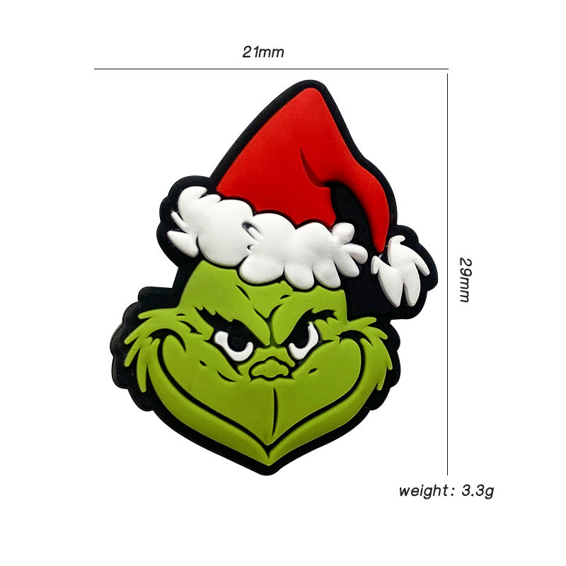 Silicone Focal Beads Christmas Grinch Green Face Santa Hat 2