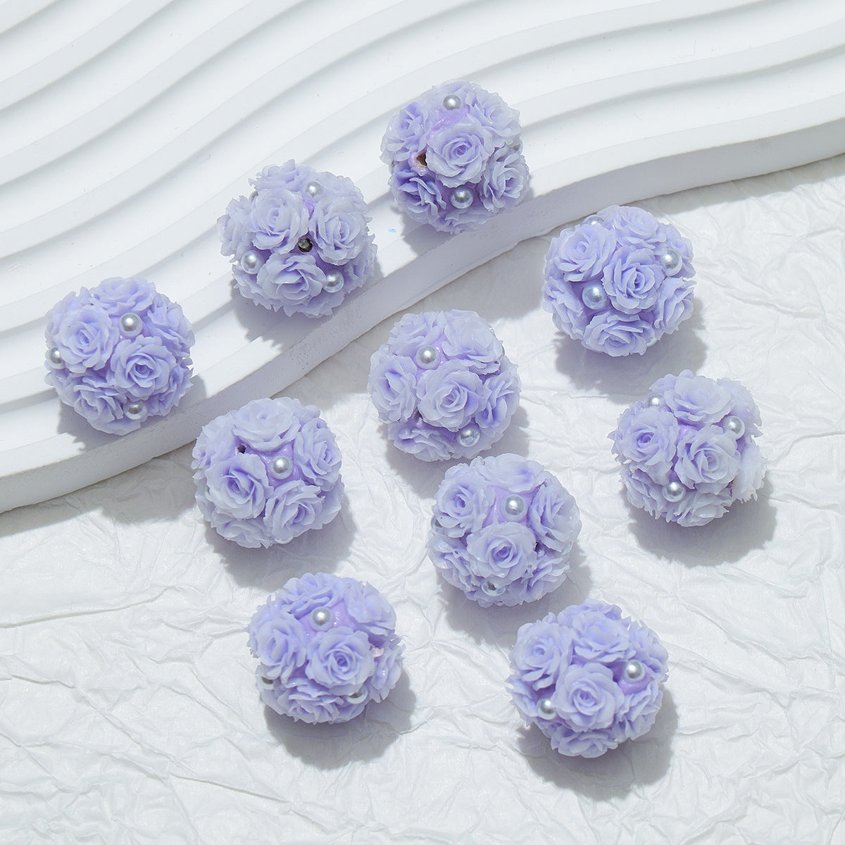 Embellished Flower Cluster Clay Beads 20mm Gradient Rose 10pcs 7