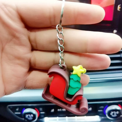 Silicone Christmas Snowman Keychain Cartoon Holiday Characters 11
