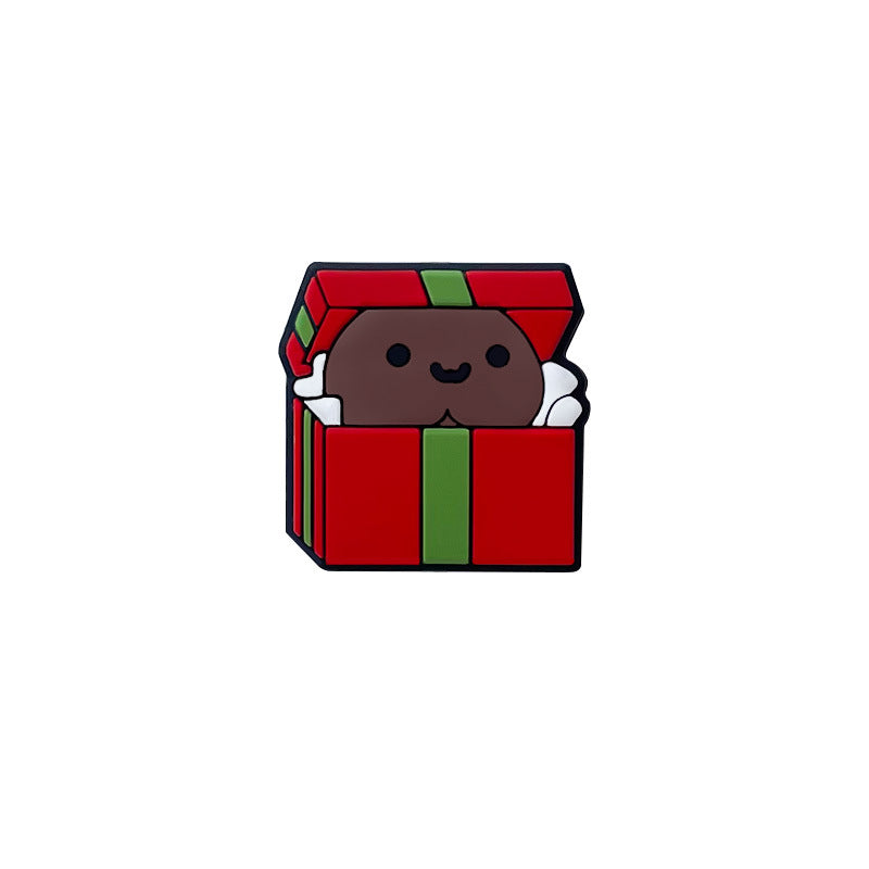 Silicone Focal Beads Christmas Gift Box with Playful Faces 20pcs 9